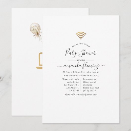 Trendy Virtuele Baby Shower Kaart (Voorkant / Achterkant)