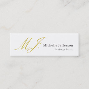 Trendy Visagist Gouden Monogram Zwart Wit Mini Visitekaartje