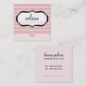 TRENDY VISITEKAARTJE chique boutique roze streep (Voorkant / Achterkant)