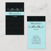 Trendy Visitekaartje Damask Swirl Blue Black (Voorkant / Achterkant)