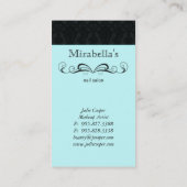 Trendy Visitekaartje Damask Swirl Blue Black (Achterkant)