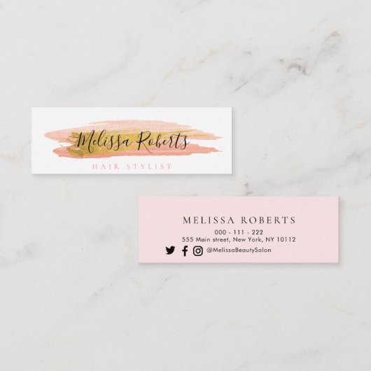 trendy visitekaartje met gouden en roze haar (Voorkant / Achterkant)