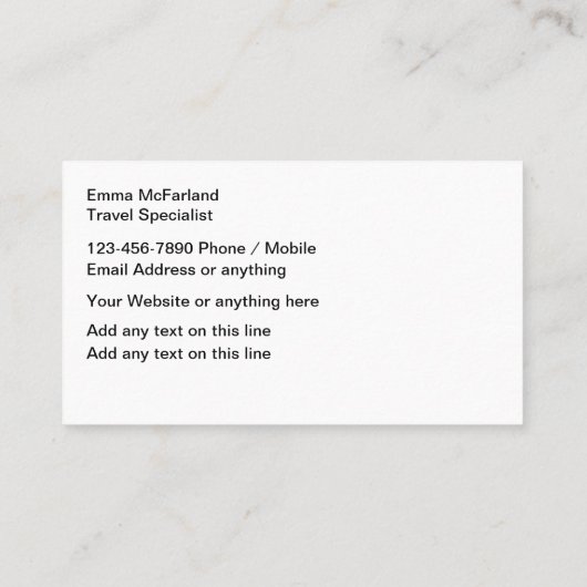 Trendy Visitekaartjes voor reisbureaus (Achterkant)