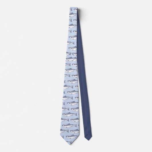 Trendy Vispatroon Blauw Stropdas (Voorkant)