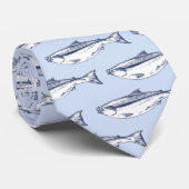 Trendy Vispatroon Blauw Stropdas (Opgerold)