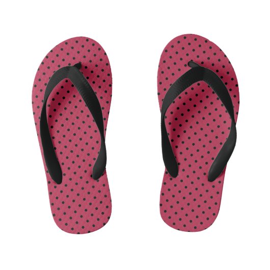 Trendy Viva Magenta en Black Stippen Kinder Teenslippers (Voetbed)