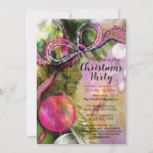 Trendy Vivid Pink Bold Ribbon Christmas Party Kaart (Voorkant)