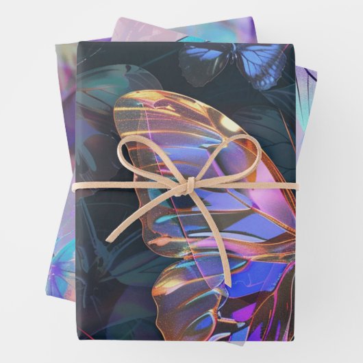 Trendy Vlinders Wrapping Paper Flat Sheet van 3 (In situ)