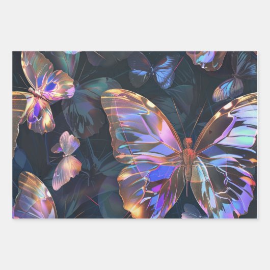 Trendy Vlinders Wrapping Paper Flat Sheet van 3 (Voorkant 3)