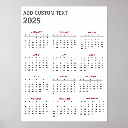 Trendy voeg je eigen tekst toe 2025 Agenda Poster (Voorkant)