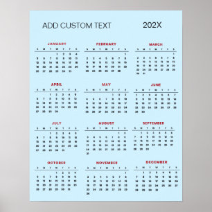 Trendy voeg je eigen tekst toe 2025 kalender      poster