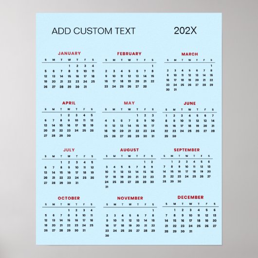 Trendy voeg je eigen tekst toe 2025 kalender      poster (Voorkant)