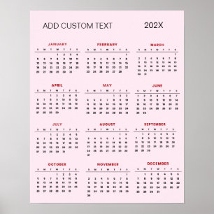 Trendy voeg je eigen tekst toe 2025 Kalender      Poster