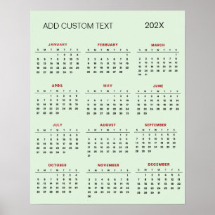 Trendy voeg je eigen tekst toe 2025 Kalender      Poster