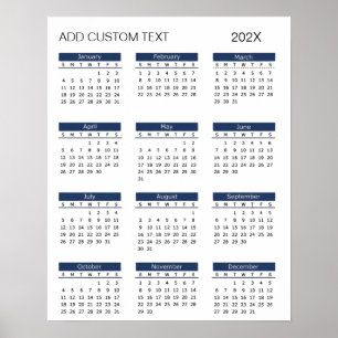 Trendy voeg je eigen tekst toe 2026 Kalender      Poster