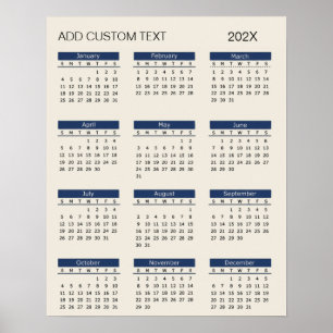 Trendy voeg je eigen tekst toe 2026 Kalender      Poster