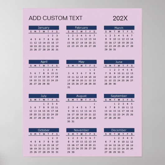 Trendy voeg je eigen tekst toe 2026 Kalender Poster (Voorkant)