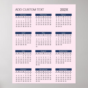 Trendy voeg je eigen tekst toe 2026 Kalender Poster