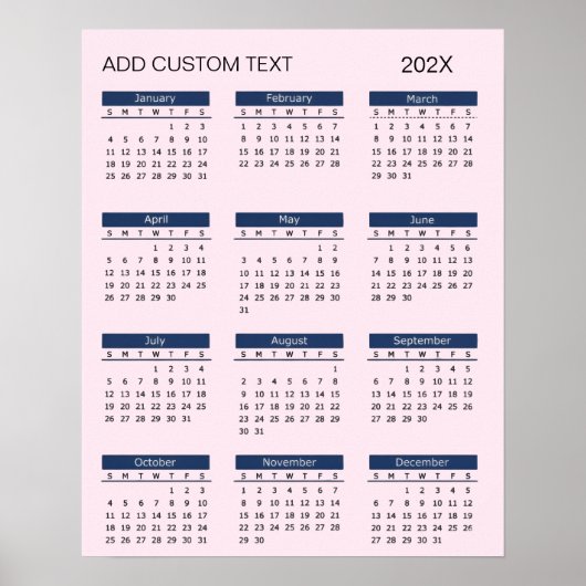 Trendy voeg je eigen tekst toe 2026 Kalender      Poster (Voorkant)