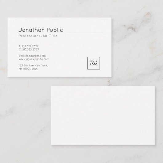 Trendy Voeg je Logo Elegant Minimalist Plain toe Visitekaartje (Voorkant / Achterkant)