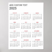 Trendy voeg uw eigen aangepaste tekst 2025 Kalende Poster (Voorkant)
