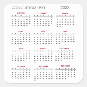 Trendy voeg uw eigen aangepaste tekst 2025 Kalende Vierkante Sticker