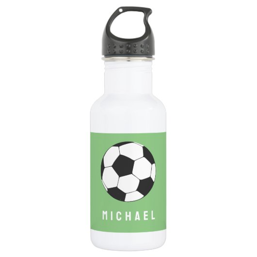 Trendy Voetbal Football gepersonaliseerd groen Waterfles (Voorkant)