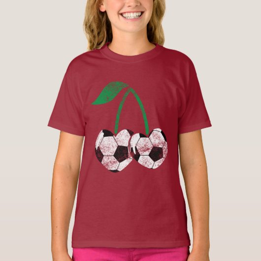 Trendy voetbal kersen ontwerp shirt met grunge (Voorkant)