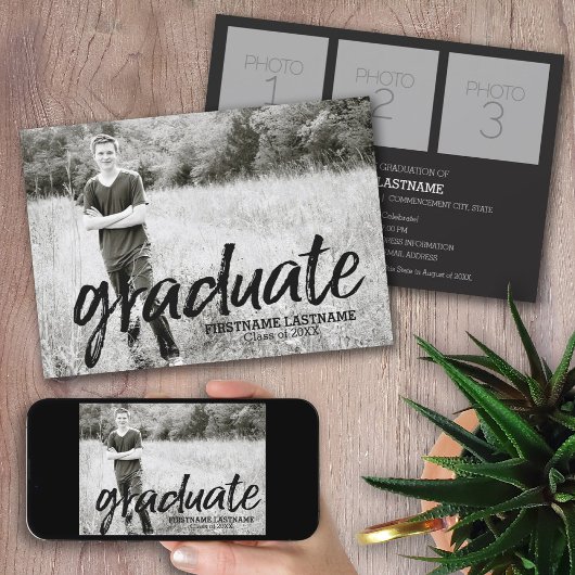 Trendy volledige foto script afstudeerfeest kaart