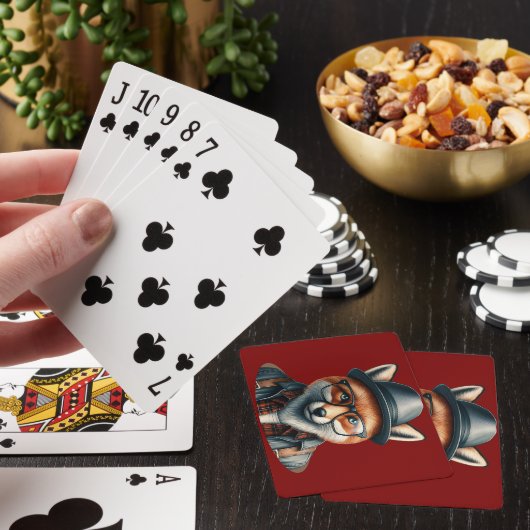 Trendy vos karakter pokerkaarten (Insitu)