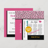Trendy Vrijgezellenfeest Magazine Pink Leopard Kaart (Voorkant / Achterkant)