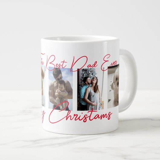 Trendy Vrolijk Kerstfeest Beste Pap Ooit Fotocolla Grote Koffiekop (Voorkant rechts)