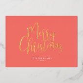 Trendy Vrolijk Kerstfeest Foto Folie Feestdagenkaart (Voorkant)