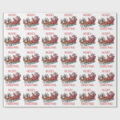 Trendy Vrolijk Kerstman Sleigh Reindeer Cadeaupapier (Vlak)