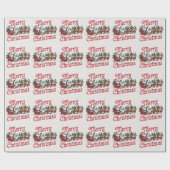 Trendy Vrolijk Kerstman Sleigh Reindeer Cadeaupapier (Vlak)