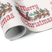 Trendy Vrolijk Kerstman Sleigh Reindeer Cadeaupapier (Rol Hoek)