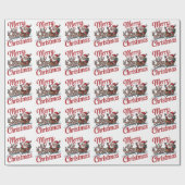 Trendy Vrolijk Kerstman Sleigh Reindeer Cadeaupapier (Vlak)