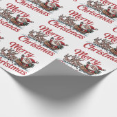 Trendy Vrolijk Kerstman Sleigh Reindeer Cadeaupapier (Hoek)