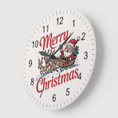 Trendy Vrolijk Kerstman Sleigh Reindeer Grote Klok (Hoek)