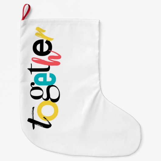 Trendy, vrolijk, stadtypografie van Together Grote Kerstsok (Voorkant)