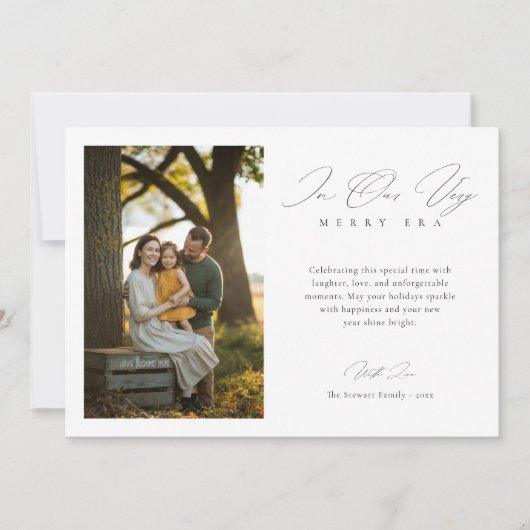 Trendy Vrolijk Tijdperk Moderne Familie Foto Kerst Feestdagenkaart (Voorkant)