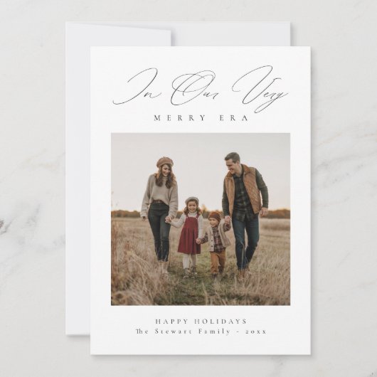 Trendy Vrolijk Tijdperk Moderne Familie Rustieke F Feestdagenkaart (Voorkant)