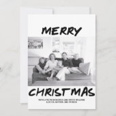 Trendy Vrolijke Kerstmis Fotokaart | Zwart Feestdagenkaart (Voorkant)
