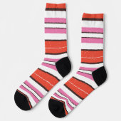 Trendy vrolijke kleuren gestreept patroon l Red l  Sokken (Links)