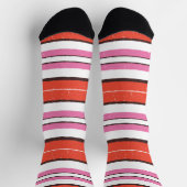 Trendy vrolijke kleuren gestreept patroon l Red l  Sokken (Top)