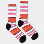 Trendy vrolijke kleuren gestreept patroon l Red l  Sokken (Rechts)