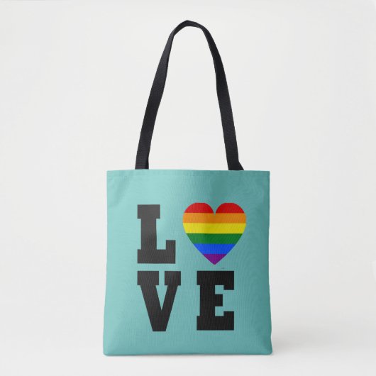 Trendy Vrouwen Gestapeld Liefde Regenboog Blauw Ca Tote Bag (Voorkant)