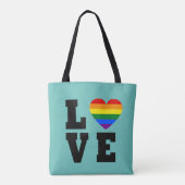 Trendy Vrouwen Gestapeld Liefde Regenboog Blauw Ca Tote Bag (Achterkant)