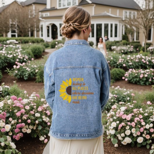 Trendy Vrouwen Rechten Ruth Bader Zonnebloem Moder Denim Jacket (Huwelijk Achterkant)