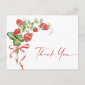Trendy Watercolor Aardbei Baby Shower Bedankt Briefkaart (Voorkant)